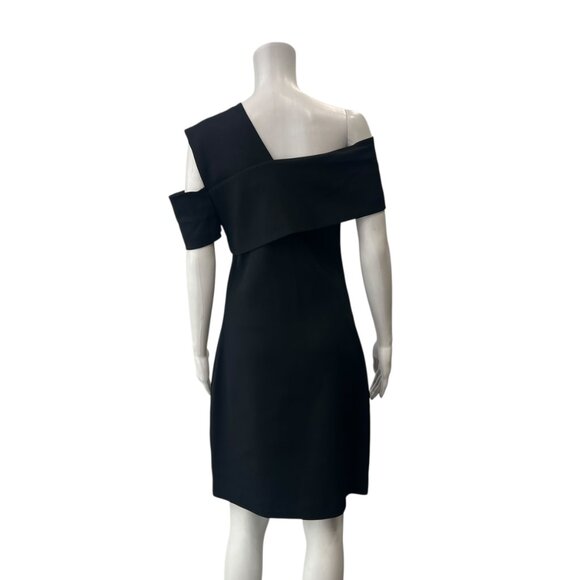 $495 Helmut Lang Black Wool Asymmetric Scuba Cut-Out Dress size 8 - Picture 6 of 9